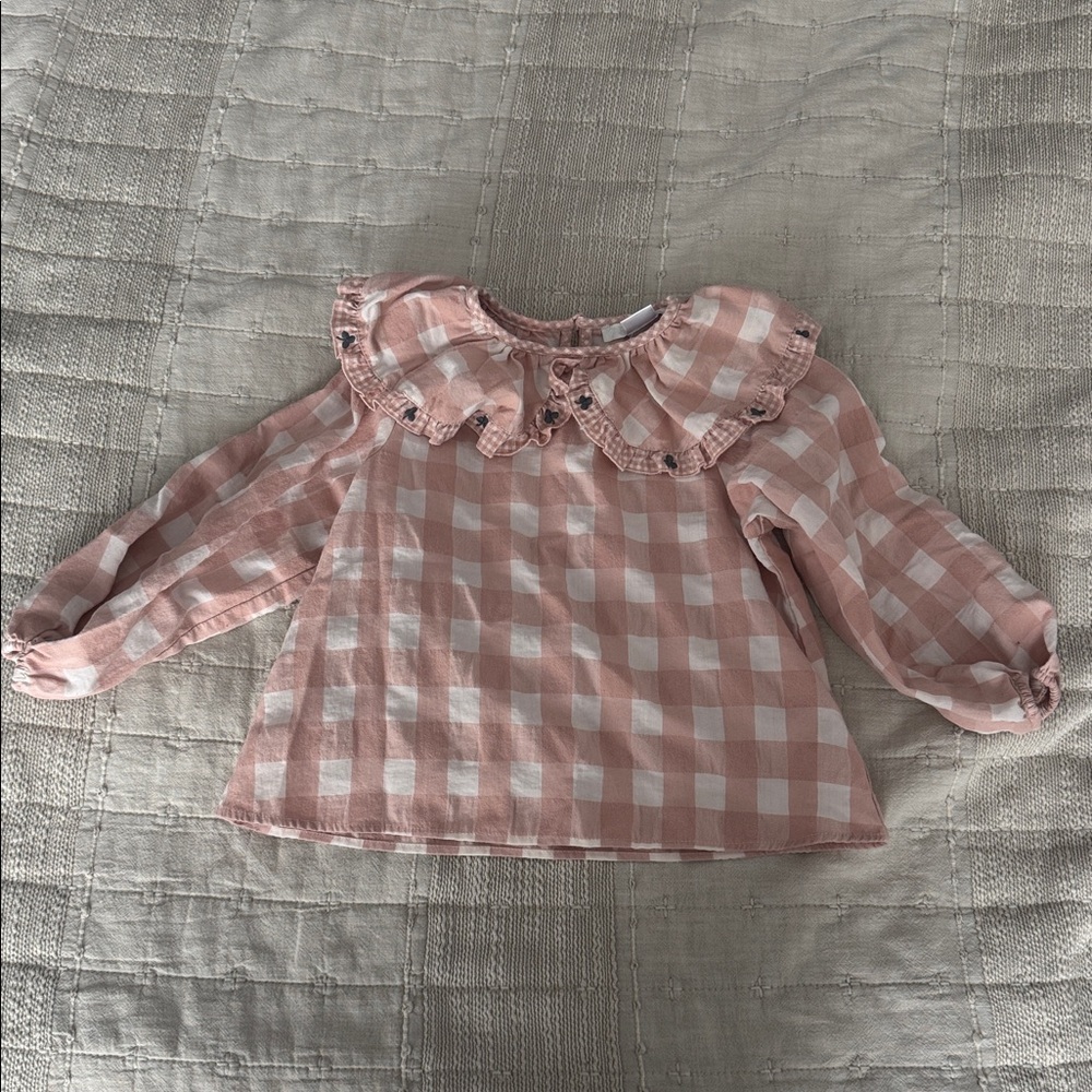 Zara Pink Checkered Toddler Blouse